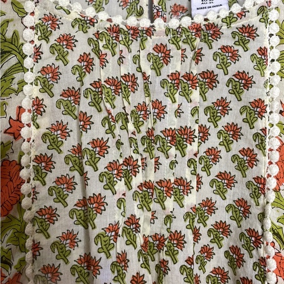 RACHEL ZOE 100% COTTON FLORAL BOHO SHORT SWING TOP 3/4 BELL SLEEVES  SZ XL - Picture 6 of 9